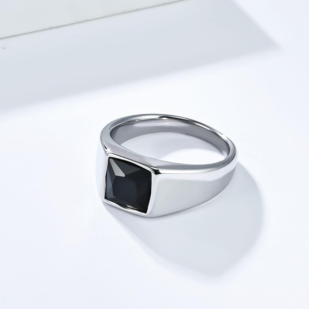 

Мужское обручальное кольцо с огранкой «бриллиант», с драгоценным камнем из стекла, из нержавеющей стали, геометрическое, современное, мужественное украшение для него 9#