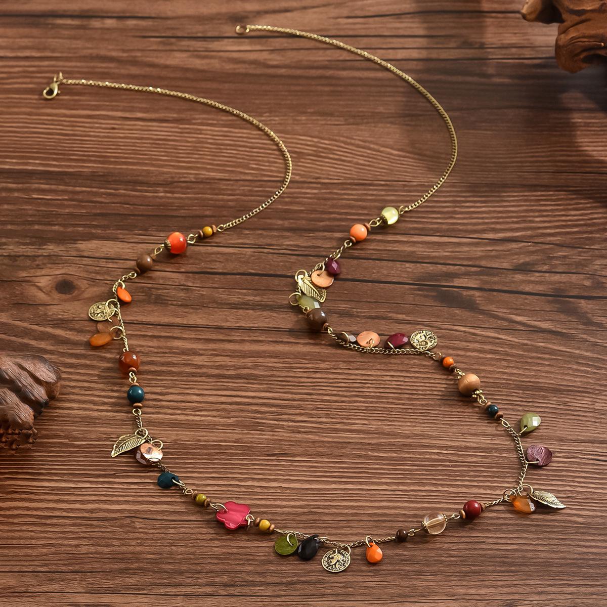 

Ожерелье с цветком кошачий глаз в стиле бохо, модное французское длинное ожерелье для женщин разноцветный