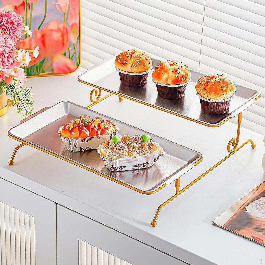 Fruit Plate Ornament Countertop Iron Two Layer Candy Tray Multifunctional Organizer Platter for