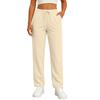 Pantalon droit tendance de couleur pour femme avec taille haute à cordon de serrage, poches et ceinture élastique, pantalon décontracté
