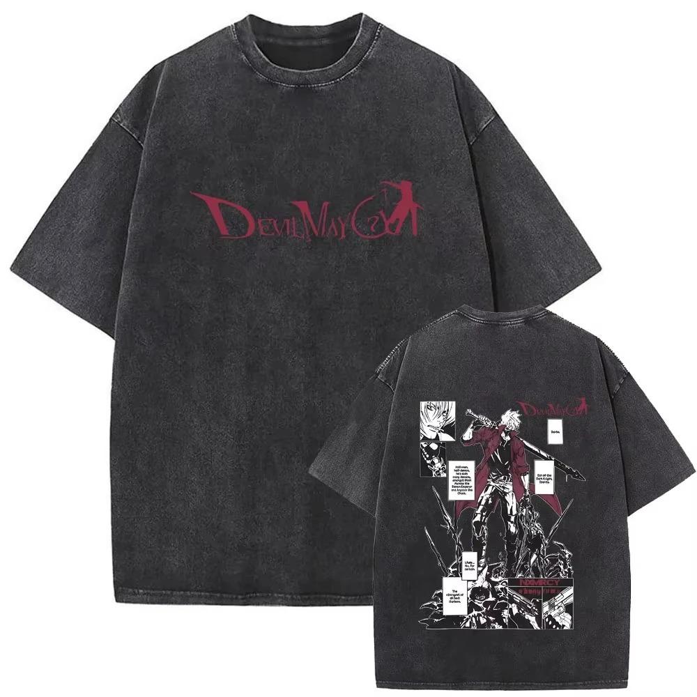 

Devil May Cry Vergil Son of Sparda Vintage Washed Game T-Shirt, Unisex Action Game Fan Streetwear Tee, 100% Cotton Casual Short Sleeve Top M синій