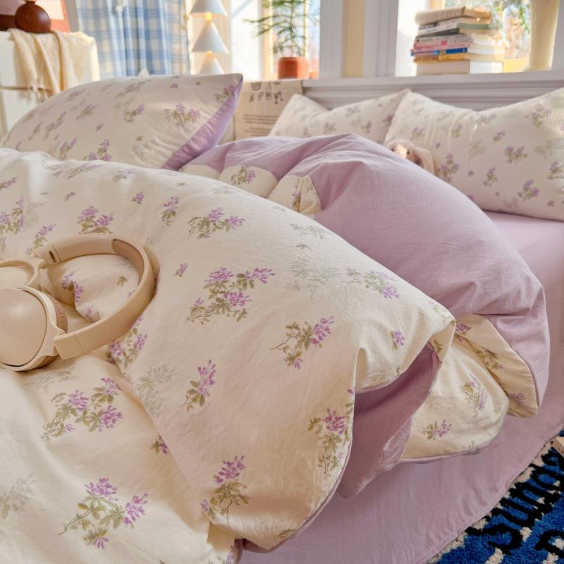 

Printed Envelope Pillowcase Rural Style Quilted Bedding Set Single Double Bed Sheets Duvet Covers Bedclothes Not Easily Faded After Washing with Water Only duvet cover150x200cm