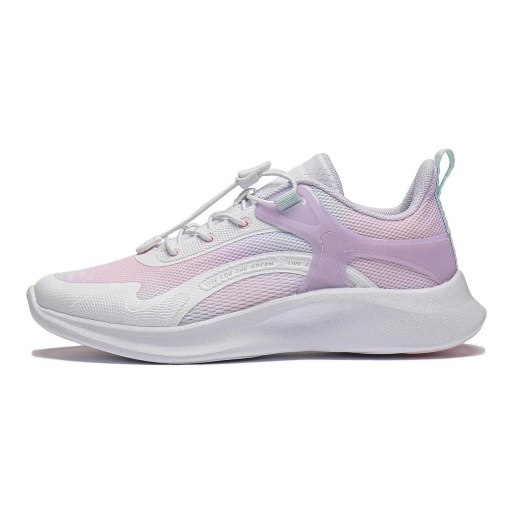 Li Ning Kids Comfortable Non-Slip Wear-Resistant Low-Top Casual Shoes Kids Casual Shoes White Pink Purple YKCU038-2