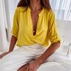 Women's Trendy Short-Sleeve Stand Collar Loose Button-Up Shirt