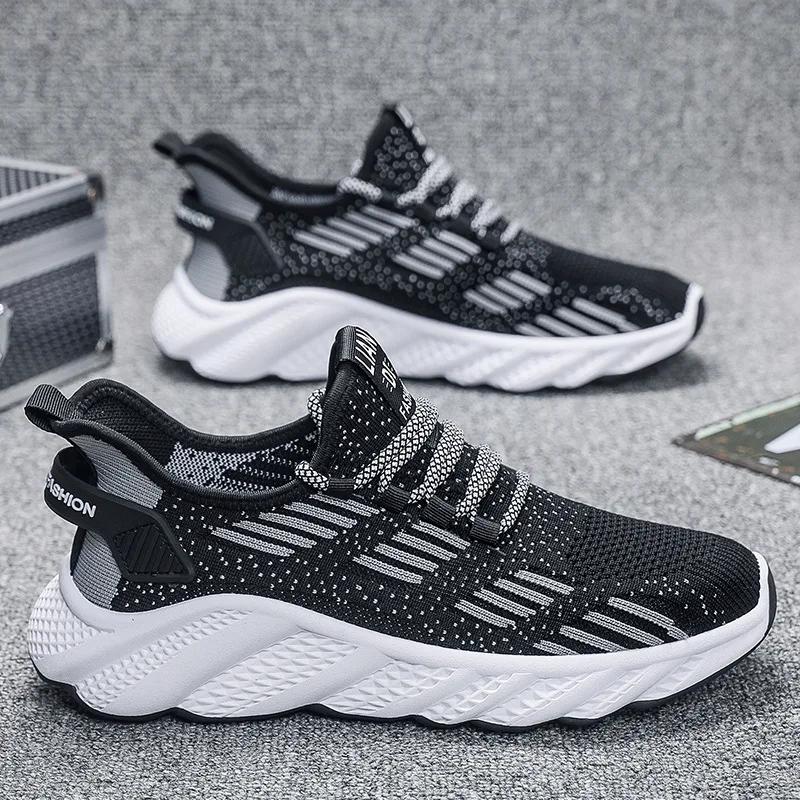 Fashion Spring 2025 New Breathable Men's Sneaker Shoes Mesh Men's Shoes Casual Fly-woven Running Shoes