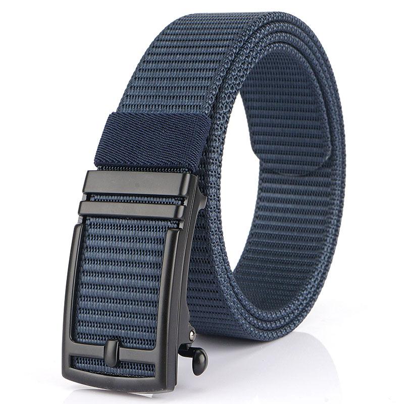 New Men'S Commuting Belt With Automatic Buckle Nylon Waistband, Outdoor Leisure Versatile Double-Layer Thick Belt
