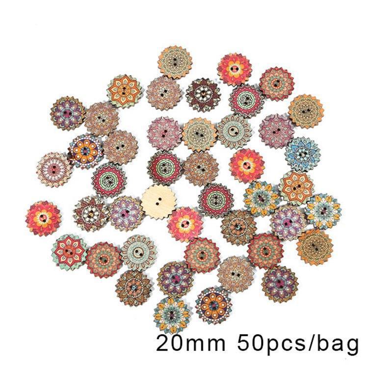 Discuri din lemn imprimate cu flori - butoane retro europene clasice pentru decorațiuni de bricolaj - consumabile de artizanat multicolore