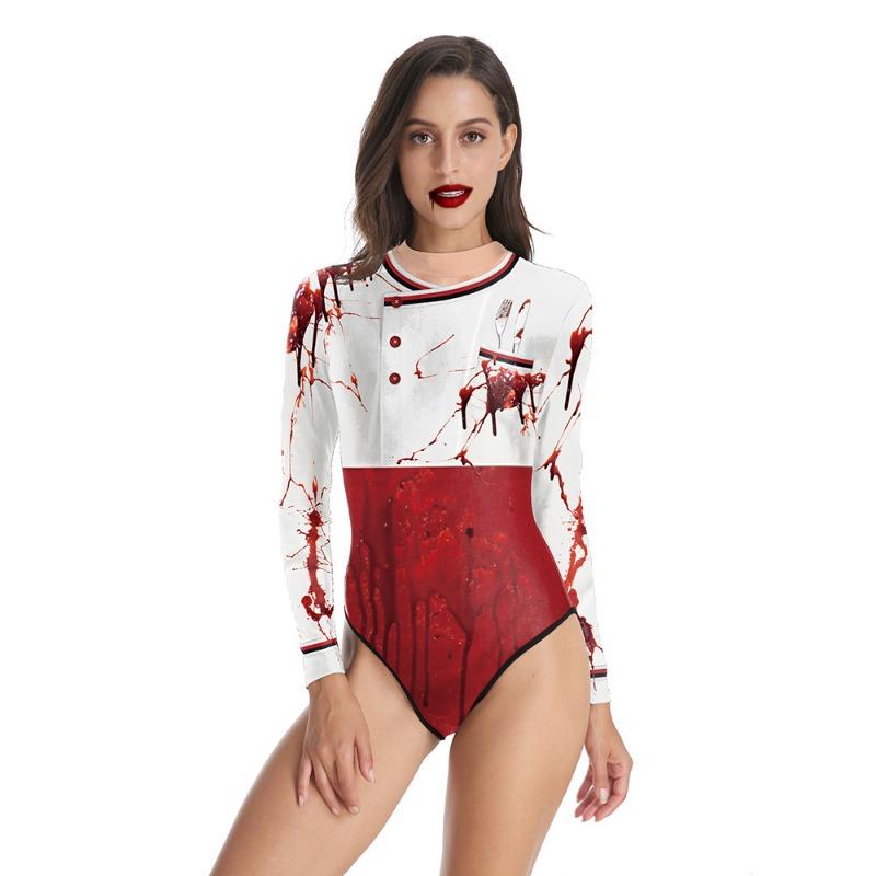 Halloween New Crew Neck Zipper Women's Swimsuit Beach Surfing Swimsuit Women