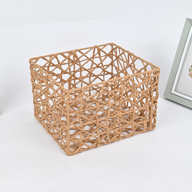 Nordic Weave Hollow Storage Basket - Tissue, Snack & Sundries Organizer for Living Room Coffee Table