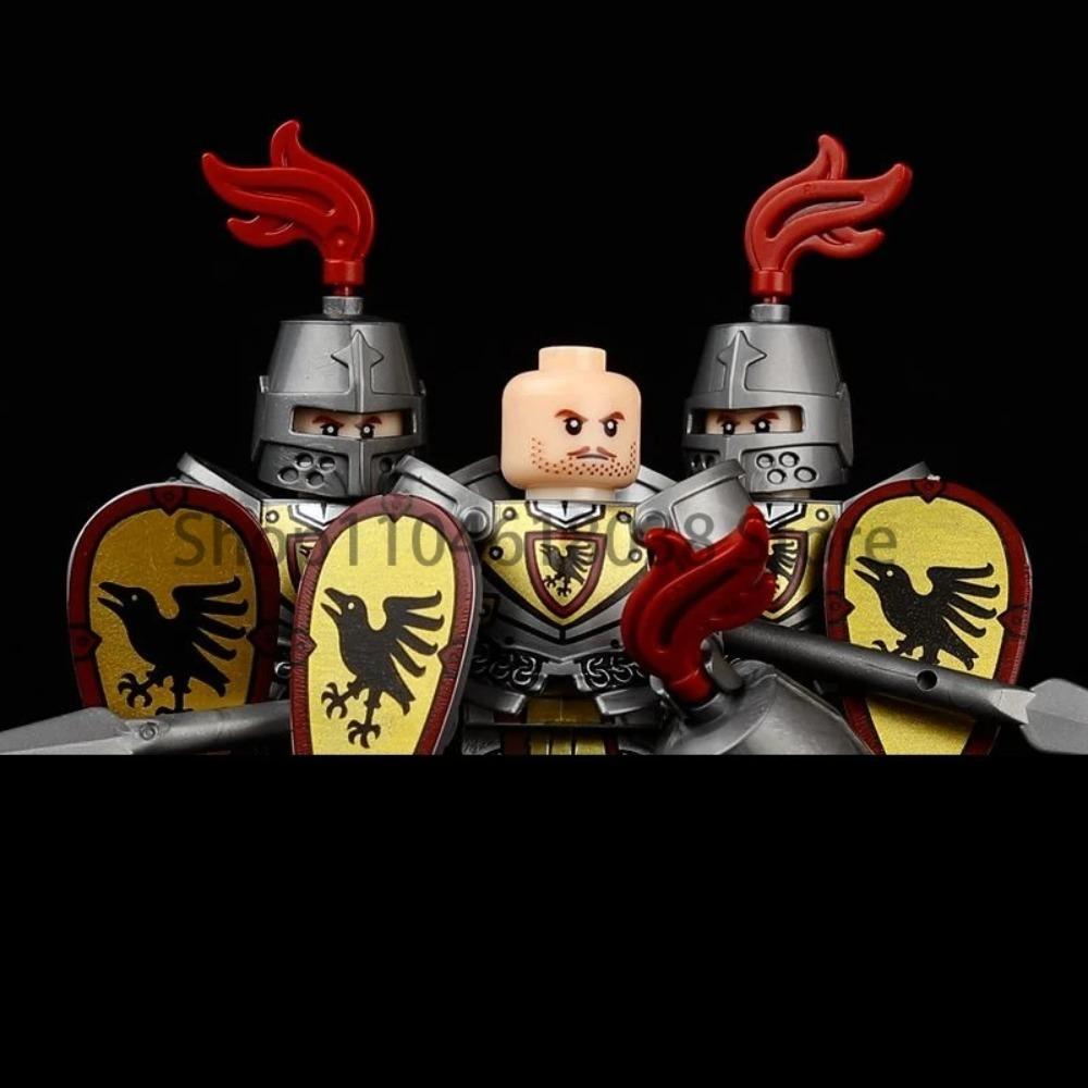 Green Dragon Raven Knights Shield Action Figures MOC Medieval Ancient Knights Scene Building Block Creative Toys for Children