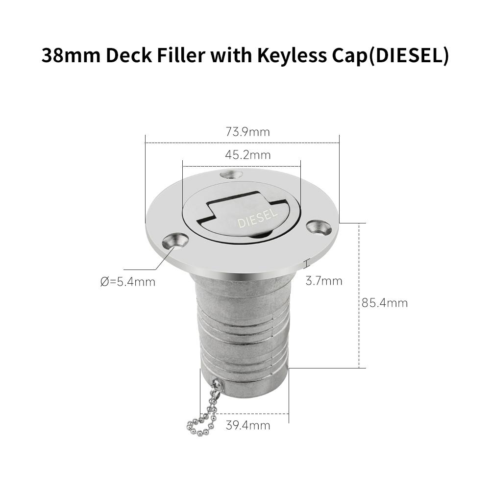 Stainless Steel 316 Deck Filler GAS DIESEL FUEL WASTE WATER 38mm 50mm Mirror Polish Marine Boat Hardware Deck Filler Cap