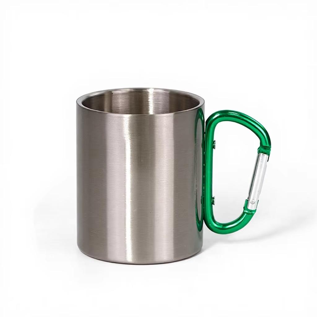 Custom Logo Stainless Steel Insulated Coffee Cup with Carabiner Handle Sublimation Blank for Back To School for Climbing