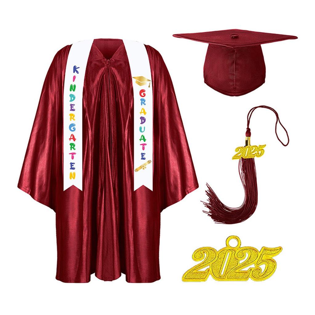 Kindergarten Graduation Cap With Tassel & Printed Gown. Perfect For Memorable Pos And Ceremonies