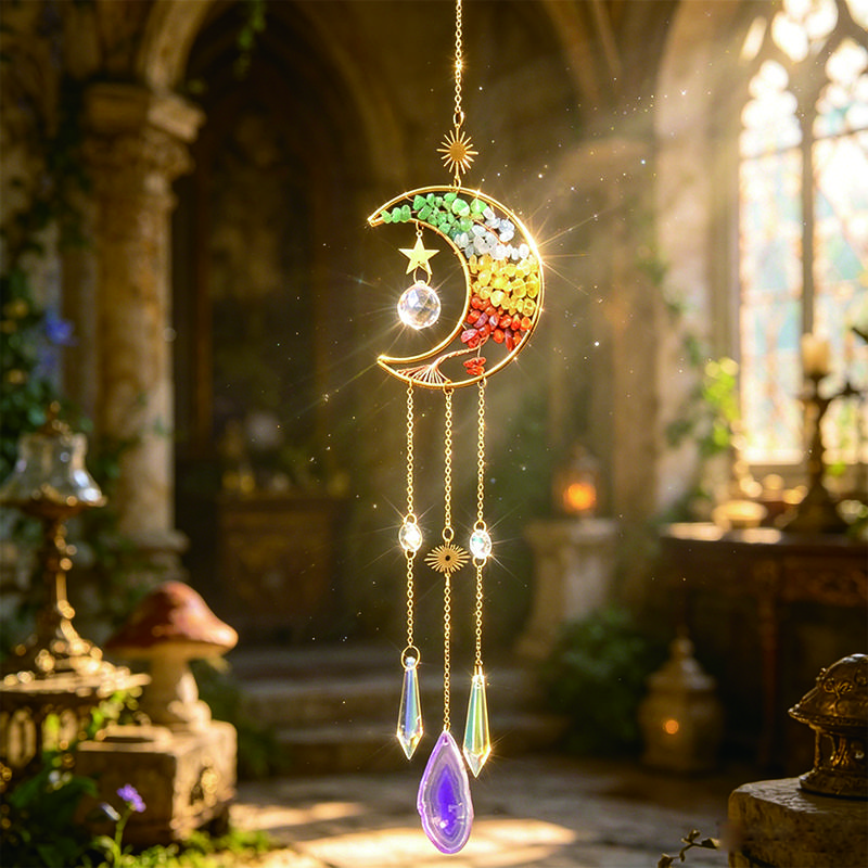 Natürlicher 7-Chakra Lebensbaum Edelstein Heilung Rohe Kristallsteine Wand Fenster Auto Hängendes Ornament für Yoga