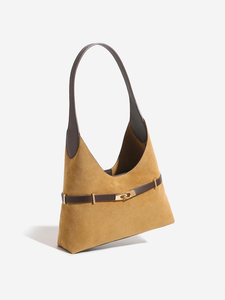 Vintage Suede Hobo Shoulder Bag - Large Capacity, Simple Design for Women