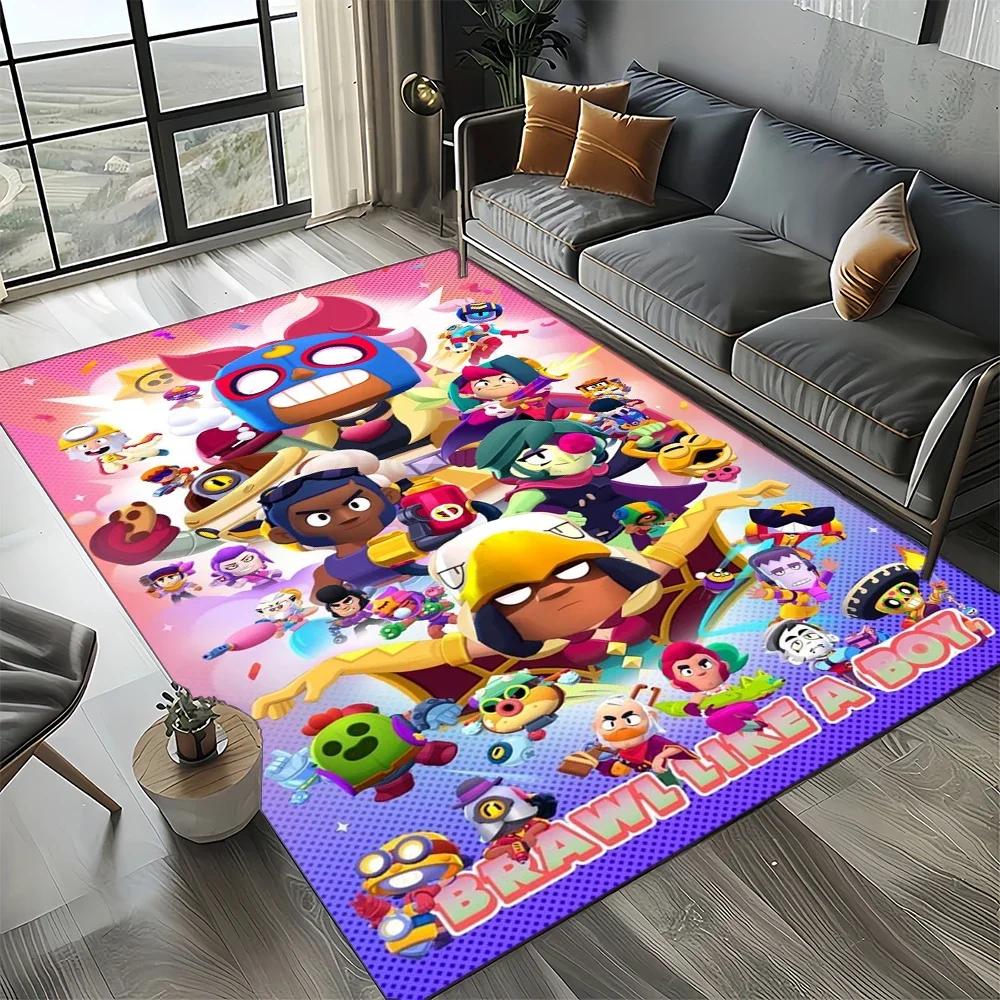 2025 New Style Brawlls Game Cartoon Game Carpet Rug for Living Room Bedroom Home Sofa Decoration,Kids Non-slip Floor Mat