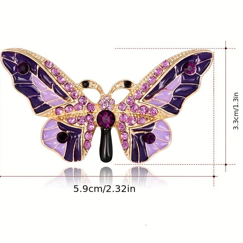 Broche Papillon Strass Émail Peint Alliage Épinglette pour Accessoires Vêtements Femme