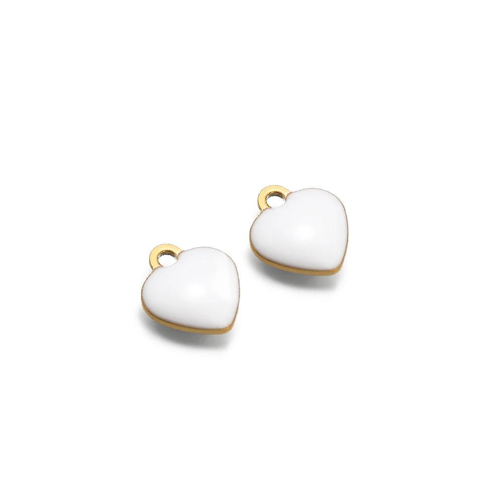 20pcs Stainless Steel Enamel Small 8mm Heart Charms Pendants for DIY Jewelry Necklace Findings Bracelet Supplies Earrings Making