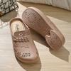 Women Baotou Hollow Out Waterproof Half Slippers Summer New Soft Sole Non Slip Breathable Flat Sole Home Slippers Beach Slippers