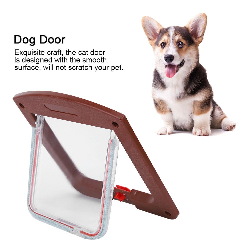 Square PP Controllable Switch Pet Door Dog Cat Flap Door Coffee Color