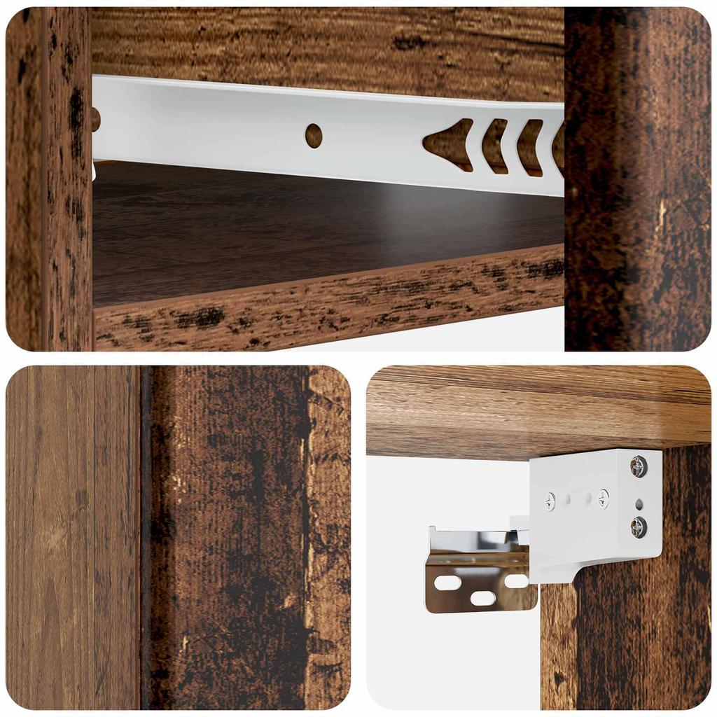 Wall Mounted Side Table Reclaimed Wood Look 59 x 34.5 x 17 cm