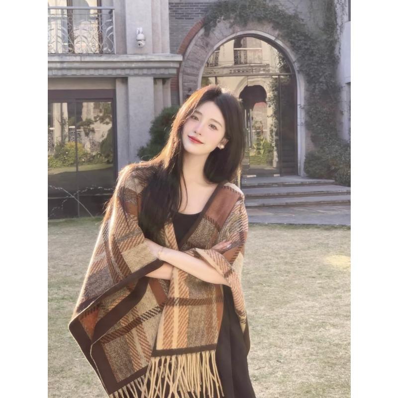 Ethnic Style Fringed Cape Jacket Women'S Shawl Scarf Travel Scarf