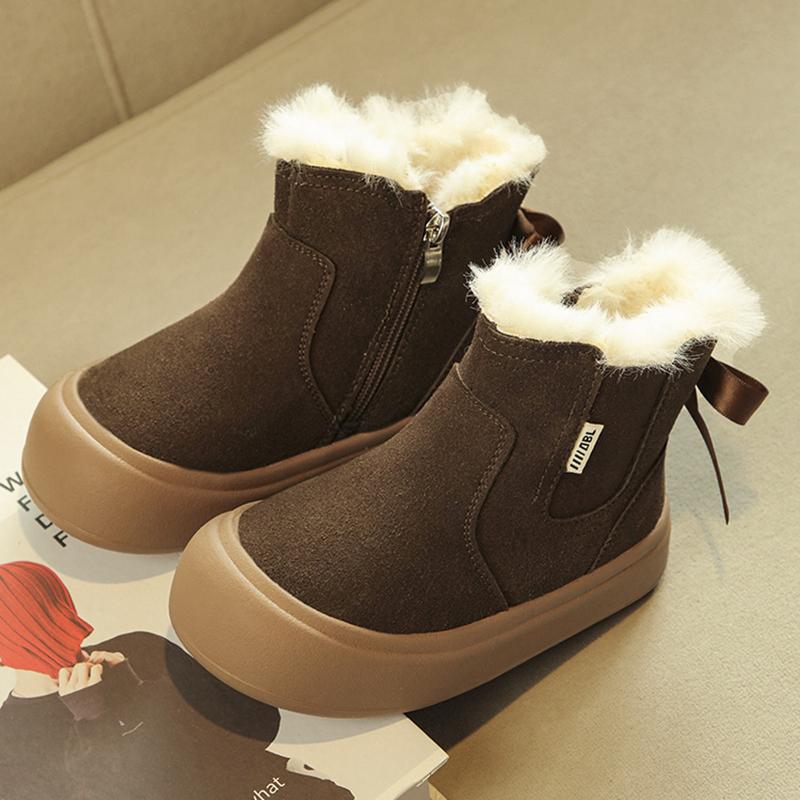 Kids Snow Boots  Winter Toddler Woman Warm Fur Chelsea Ankle Boots Baby Children Girls  Winter Shoes Soft Sole