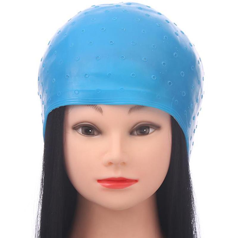 Capuchon de mèches de cheveux en Silicone bleu, avec aiguille, capuchon de coloration, outils de coiffure