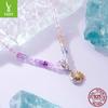 Purple Splendid Crystal Necklace Female Romantic Elegance S925 Sterling Silver Diy Crystal Necklace