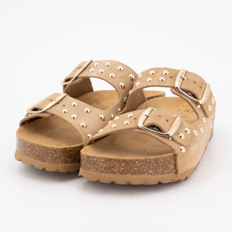 Mules semelle épaisse beige avec clous gold Femme I AM