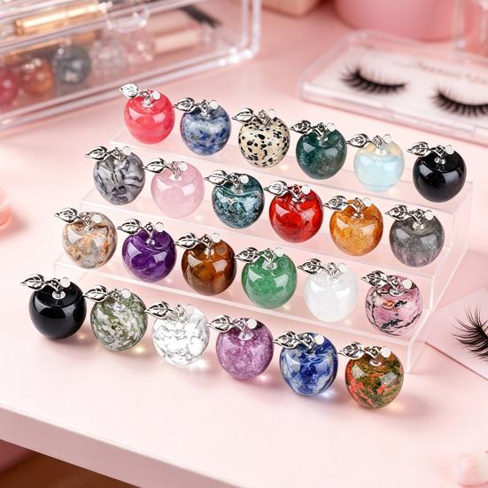 DIY Necklace Pendant Fruit Shape Natural Faux Crystal Pendant with Electroplated Silver Leaf Buckle 20mm Mini Ornament