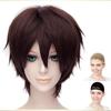 CaseEden Cosplay Wig, Short, 30cm, Heat-Resistant, Dark Brown, Includes 2 Wig Nets