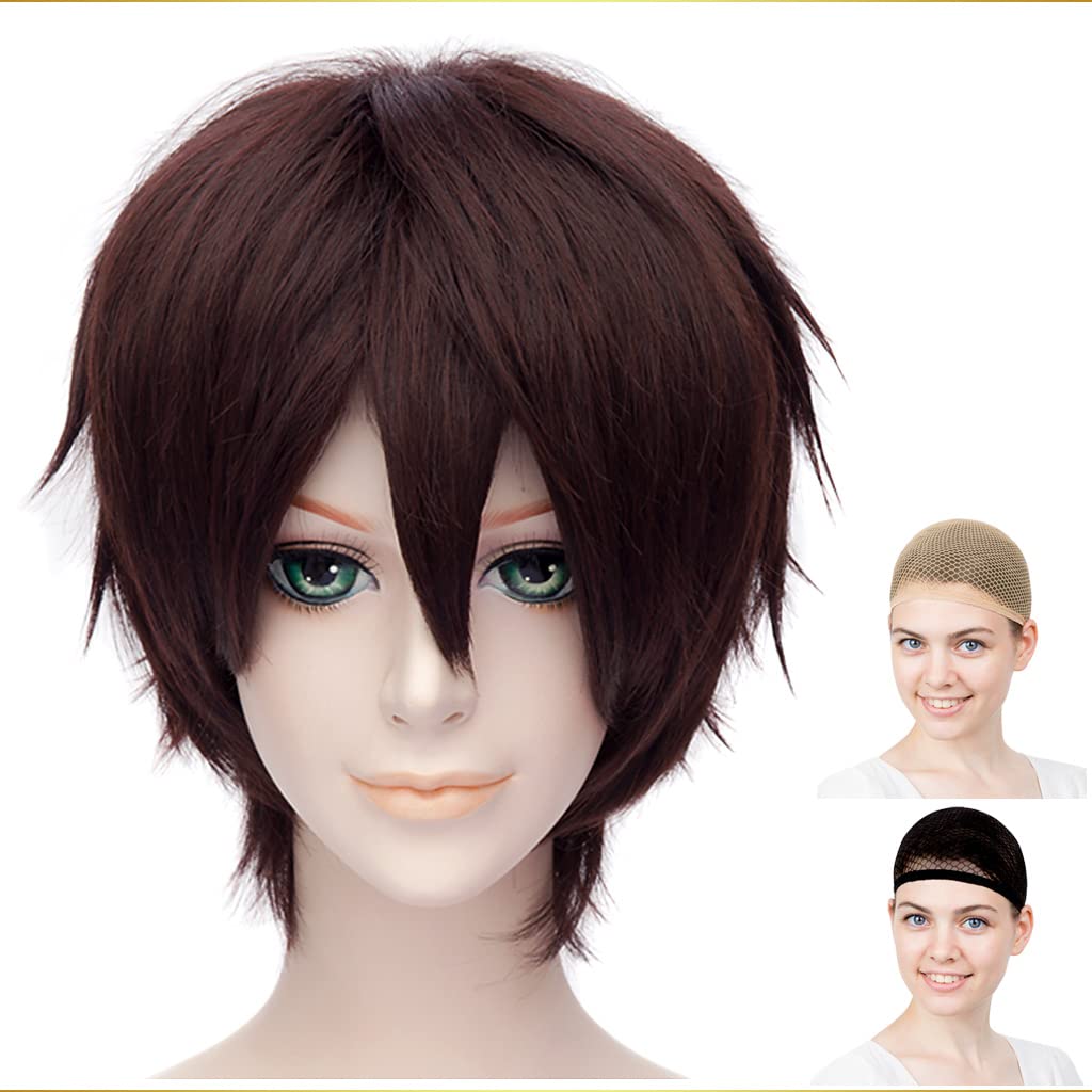 

CaseEden Cosplay Wig, Short, 30cm, Heat-Resistant, Dark Brown, Includes 2 Wig Nets