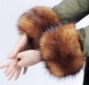Frauen Kunstpelz Plüsch Manschette Hand Armwärmer flauschig weiche Handgelenk Band Handschuhe Winter