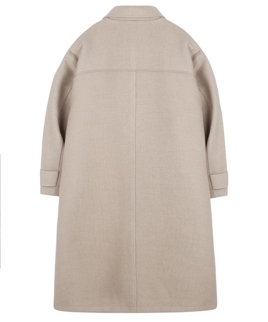 Trillion Unisex Balmacaan Duffle Long Coat (Beige)