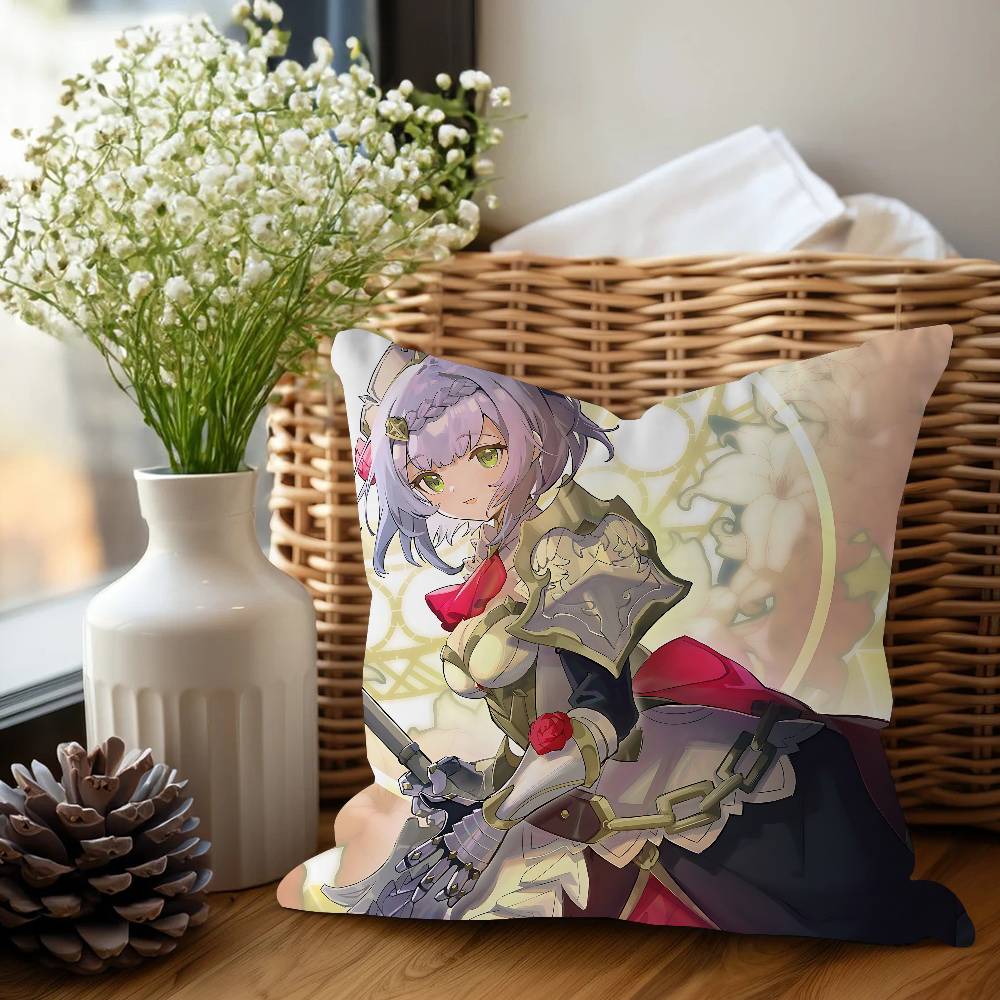 Genshin Impact N-Noelle Cushion Cover Car Throw Pillow Case For Sofa Car Christmas Gift 40x40cm 45x45cm