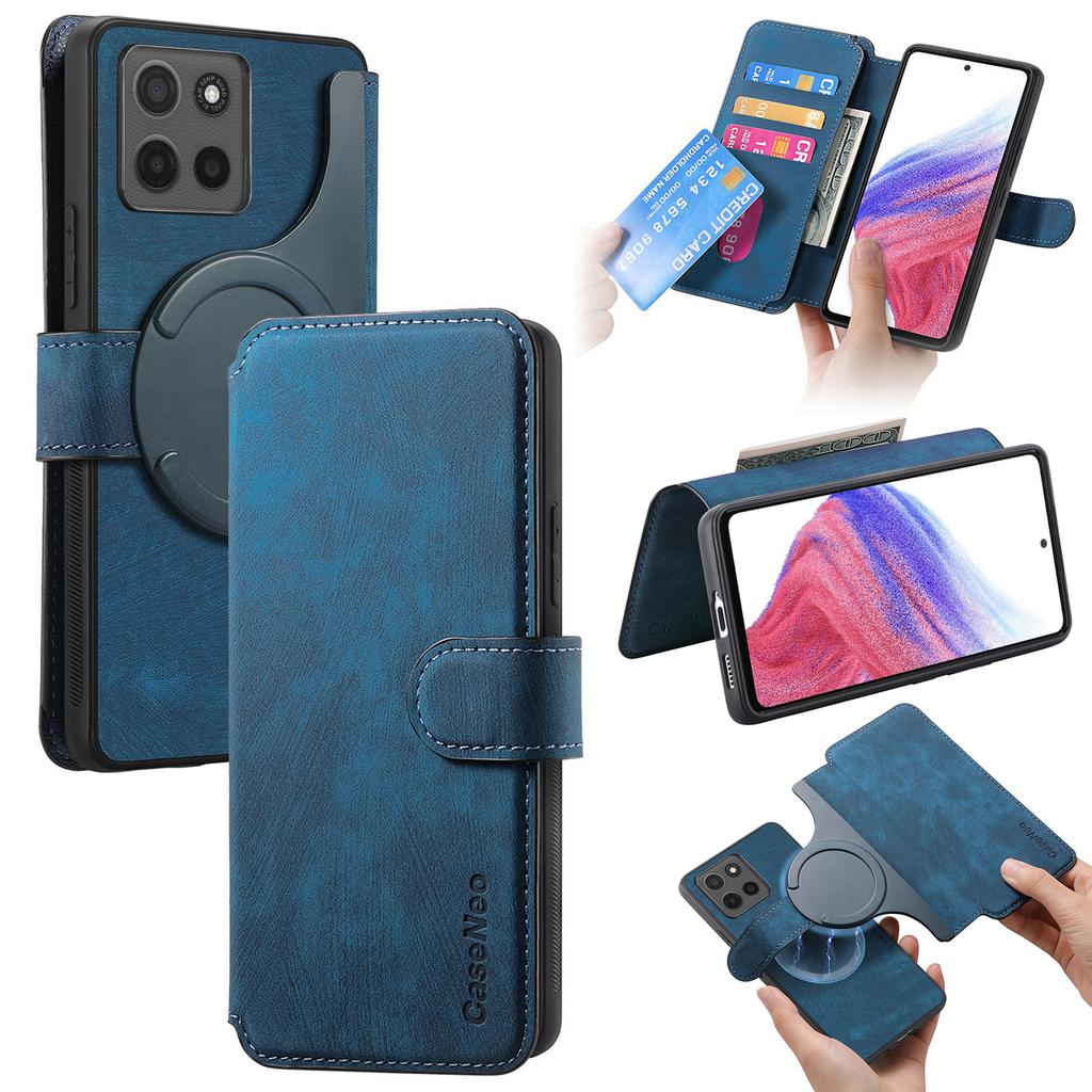 For Motorola Moto G15 4G Magnetic Case CASENEO Detachable Leather Phone Wallet Cover