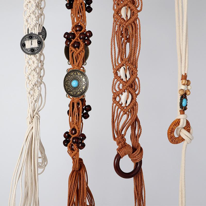 Rope White Woven Waist Belt For Summer Casual Women Accessory Fashion