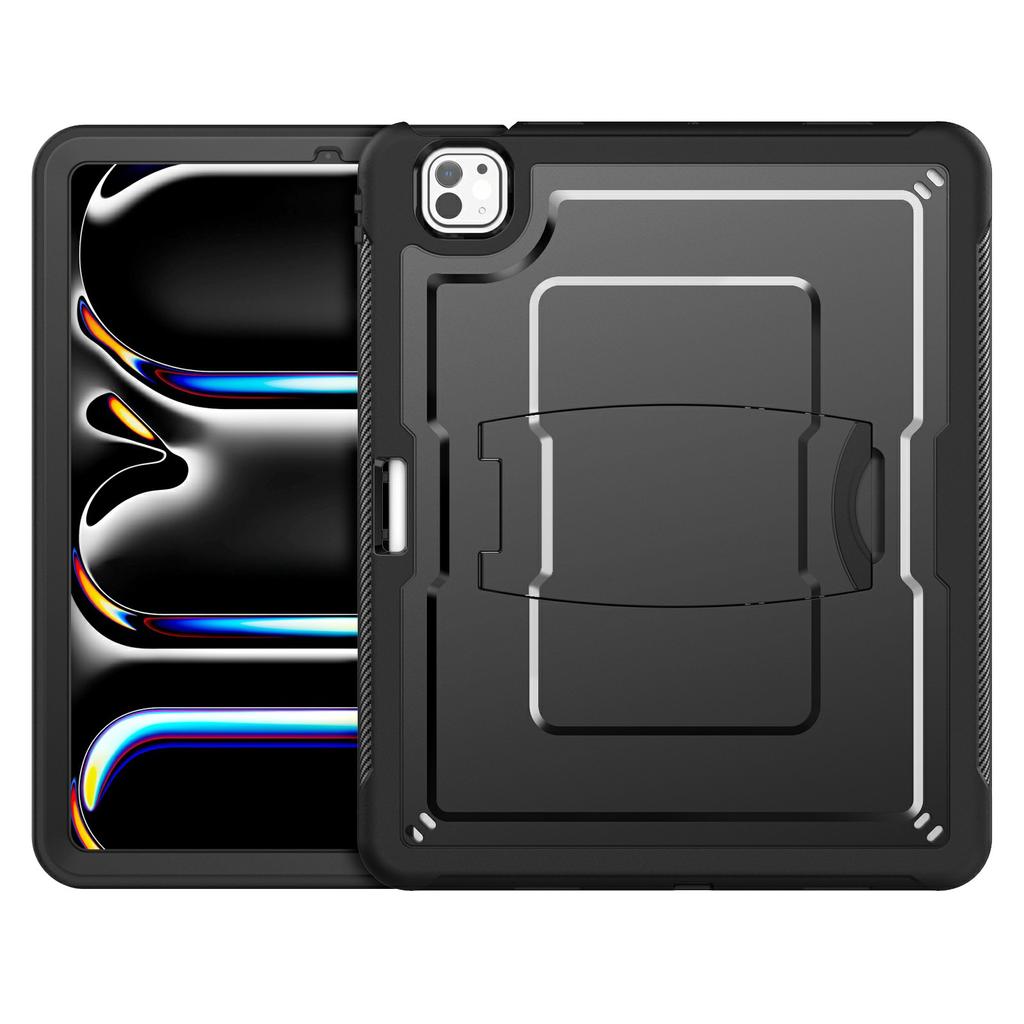 For iPad Pro 13 (2024) Case PC+TPE Tablet Cover with Hidden Zinc Alloy Kickstand