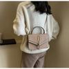 Monochromatic shoulder bag with tassel simple Western style square bag portable bag small bag