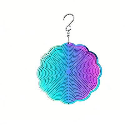 Gradient Wind Chime Pendant Flowing Light Effect Colorful Wind Spinner Catcher Heart Flower Home Decor