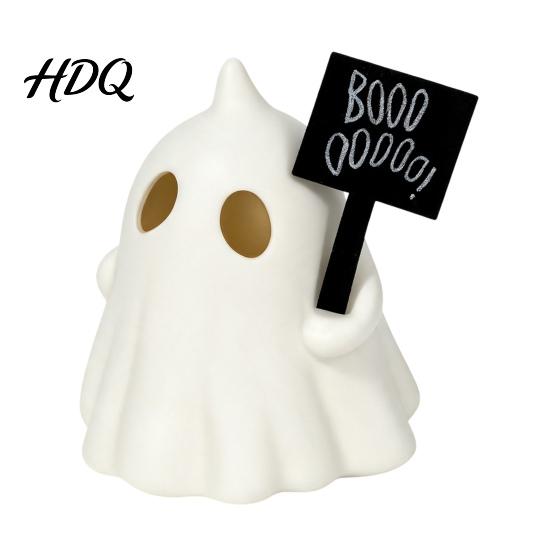 Atmospheric Night Light Halloween Up Ghost Figurine Cute Small Resin Statue Spooky Desktop Gift for Bestie Ornament Table Mantel Shelf Tiered