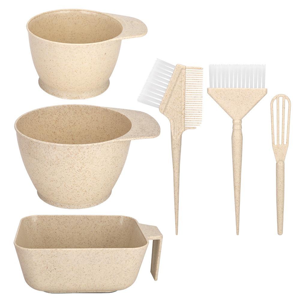6Pcs 4 Colors Hair Dye Tools Set Hairdressing Mixing Bowl Brush Set  for Stylist