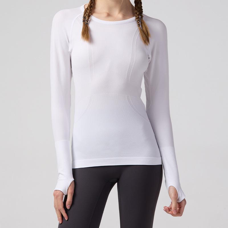Lulu Women's Seamless Slim Fit Long Sleeve Yoga Top - Breathable, Quick-Drying Sportswear for Autumn & Winter Fitness.