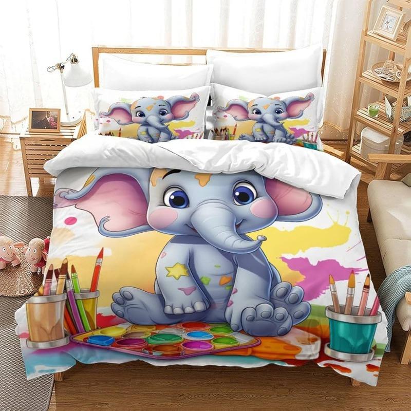 3D Cartoon Animal Bedding Set Quilt Cover Pillowcase Single and Double Size Large King Bedding Kid Gift