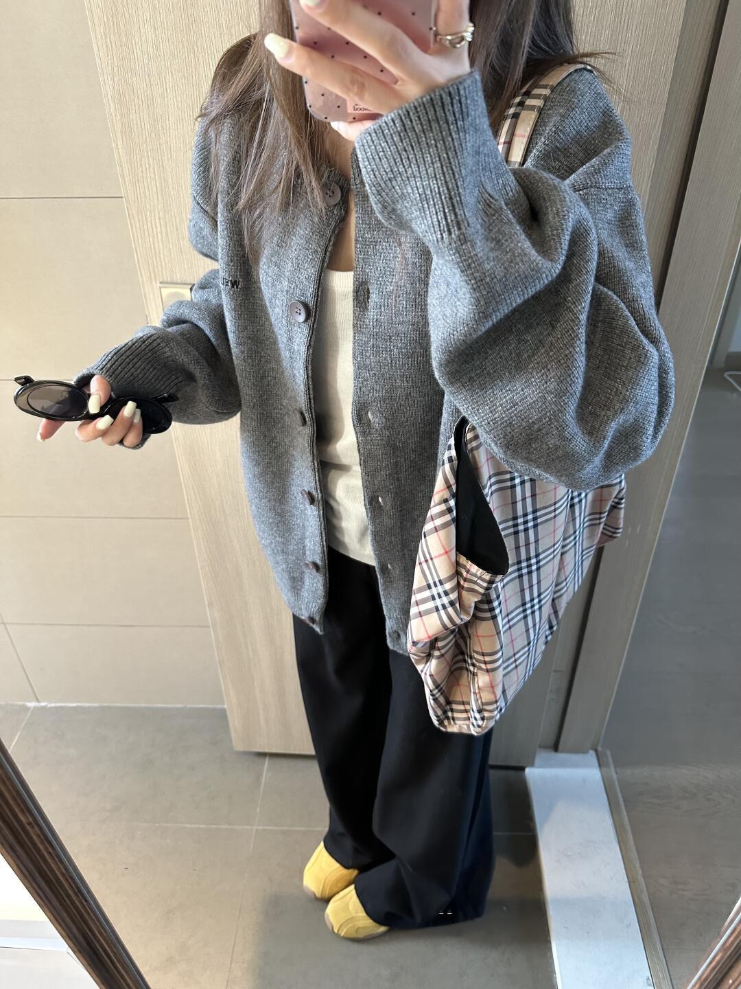 

Women s Gray Knit Cardigan: Autumn & Winter Loose Casual Sweater Coat XL 115-130 lbs