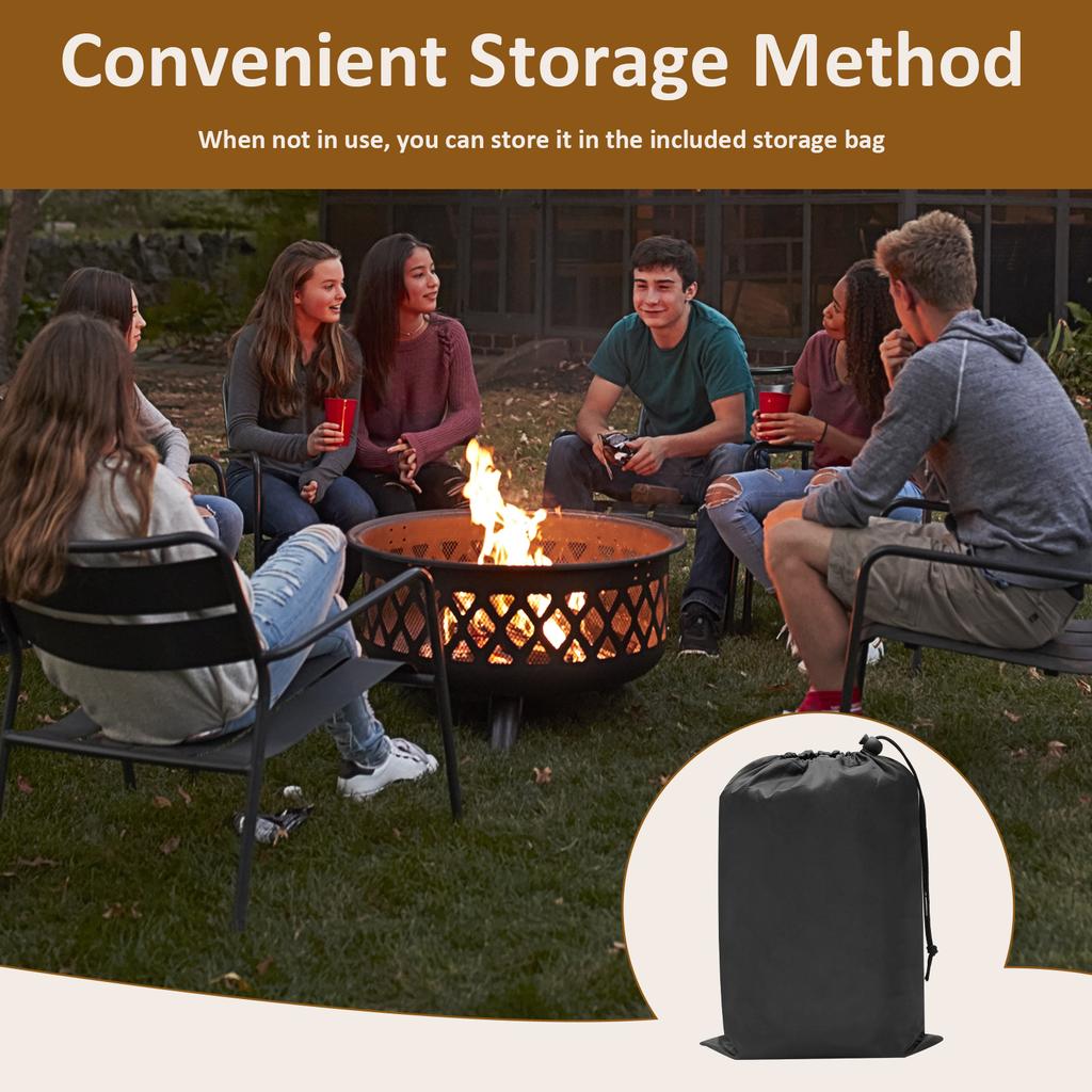 Round Fire Pit Cover Heavy Duty Outdoor Waterproof Oxford Fabric Rainproof Sunscreen BBQ Grill Cover