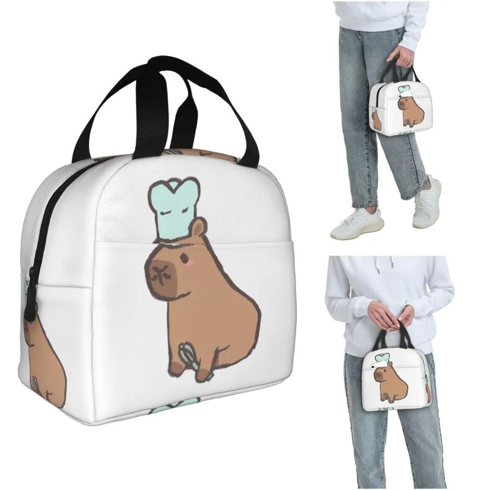 Chef Capybara Insulated Lunch Bag for Women Children Portable Food Boxes Thermal Lunch Box Tote