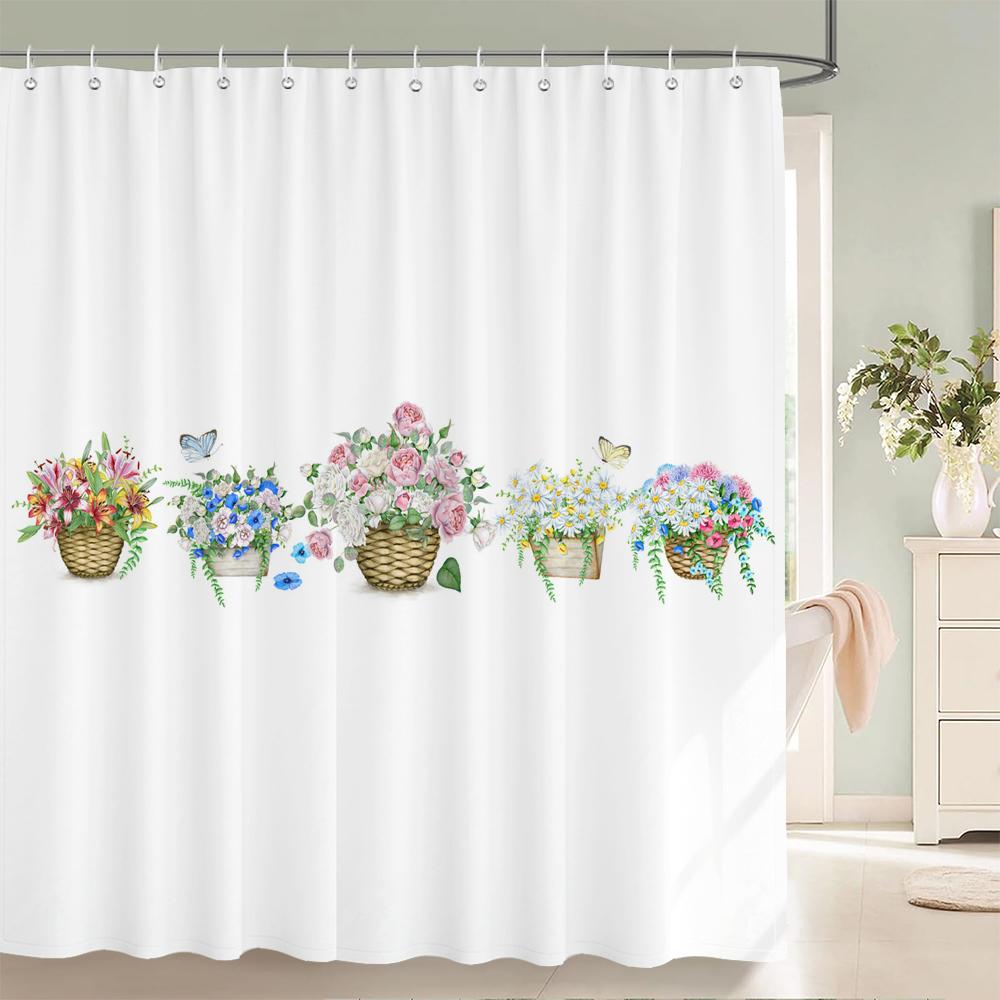 Modern style Shower Curtain 3D Tropical Plant leaves Printed Fabric Bathroom Curtains Home Bathtub Decor Curtain with Hooks