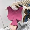 White Cover Double Breasts I-shaped Vest Women's Outer Wear Elastic Thread Inner Top Spring and Summer Basic Sleeveless Suspenders